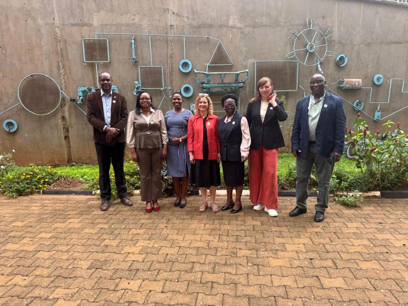 Dr. Racheal Ddungu Mugabi (2nd L) poses for a group photo with the Head GAMSU and UiB delegation on 14th May 2026. Alliance for African Partnership (AAP), Africa Office hosts delegation from the University of Bergen (UiB)'s Division of Research and Innovation, 14th May 2026, Yusuf Lule Central Teaching Facility, Makerere University, Kampala Uganda, East Africa.