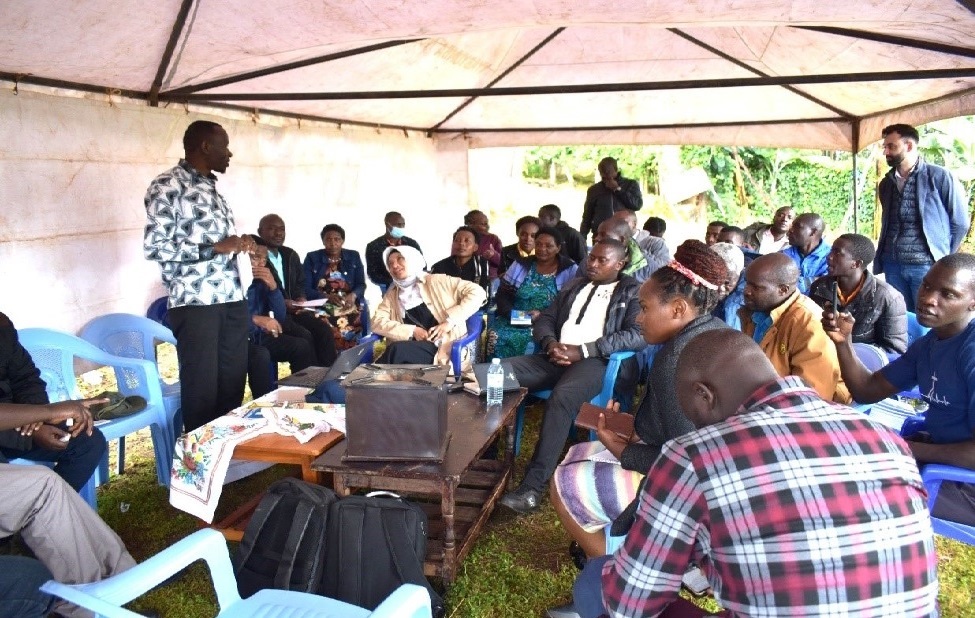 Dr. Patrick Musinguzi, PI from Makerere University addressing participants during the project monitoring and progress review meeting held on 27 April 2026 in Kabale. Towards a Clean Energy and Zero-Emission Society in East Africa: Strengthening Academic and Community Collaboration in Outreach, Training, and Research for Green Growth and a Healthy Environment (TORCH) Project Living Lab model project monitoring and progress review meeting, 27 April 2026 in Kabale Uganda, East Africa with participantion from Makerere University, BOKU University (Austria), Kabale University, Youth Go-Green, as well as students, researchers, farmers, and community leaders.
