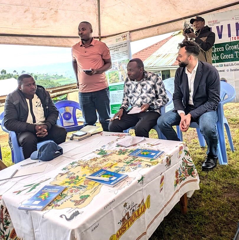 The project team during the review workshop in Kabale. Towards a Clean Energy and Zero-Emission Society in East Africa: Strengthening Academic and Community Collaboration in Outreach, Training, and Research for Green Growth and a Healthy Environment (TORCH) Project Living Lab model project monitoring and progress review meeting, 27 April 2026 in Kabale Uganda, East Africa with participantion from Makerere University, BOKU University (Austria), Kabale University, Youth Go-Green, as well as students, researchers, farmers, and community leaders.