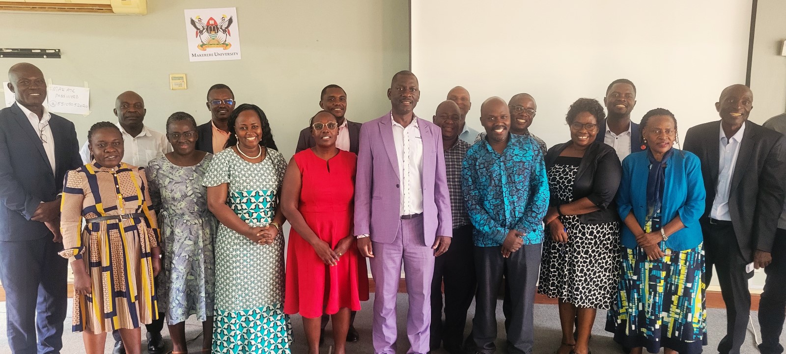 Prof. Julius Kikooma and Dr. Robert Kakuru with facilitators and participants from SoL, CEDAT, CoNAS, CoVAB and CHUSS. Directorate of Graduate Training with support from iCARTA and NORHED Advanced Research Methods Training of Trainers (ToT) workshop for faculty from SoL, CEDAT, CoNAS, CoVAB, CHUSS, April 28 to 30, 2026, Senate Building Telepresence Hall, Makerere University, Kampala Uganda, East Africa.