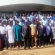 A group photo of participants at the PhD Cohort 11 Orientation. Directorate of Graduate Training orientation of PhD Cohort 11 (2025/2026) presided over by Academic Registrar, Prof. Buyinza Mukadasi, April, 2026, School of Food Technology, Nutrition and Bioengineering Conference Hall, CAES, Makerere University, Kampala Uganda, East Africa.