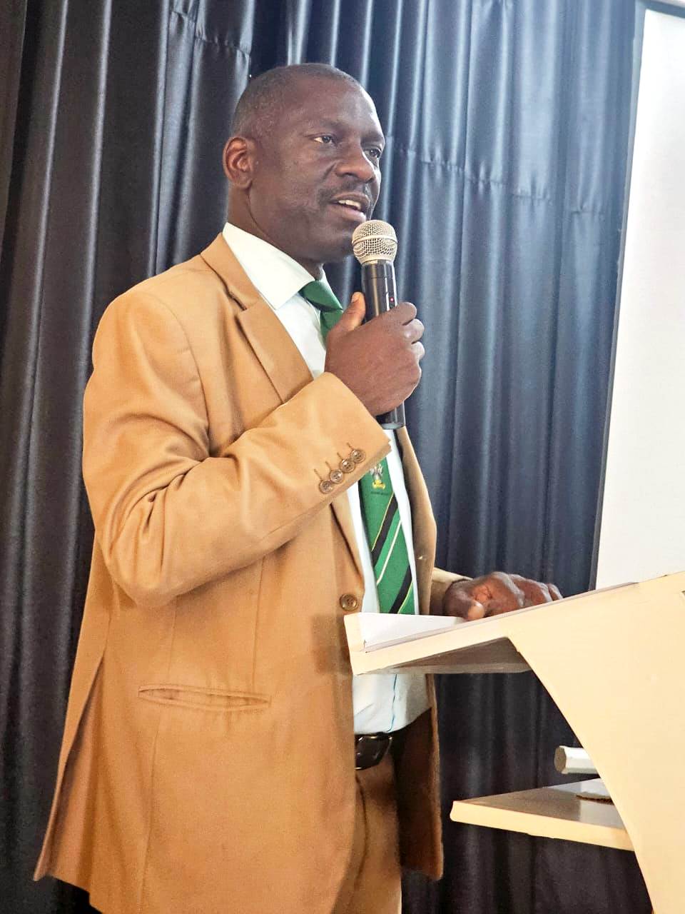 Prof. Kikooma at the function. Directorate of Graduate Training orientation of PhD Cohort 11 (2025/2026) presided over by Academic Registrar, Prof. Buyinza Mukadasi, April, 2026, School of Food Technology, Nutrition and Bioengineering Conference Hall, CAES, Makerere University, Kampala Uganda, East Africa.