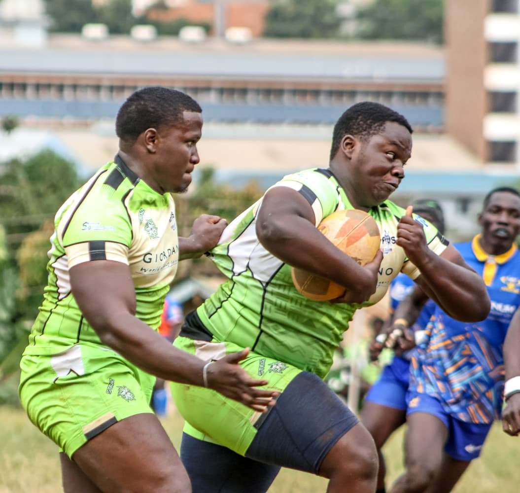 Kyle Atuhairwe (with ball) and Hisham Kabanda charge towards Heathens RFC at the Graveyard. From the Graveyard to the Semi-Finals: The Remarkable Rise of Makerere University's Impis Rugby Club, Kampala Uganda, East Africa.