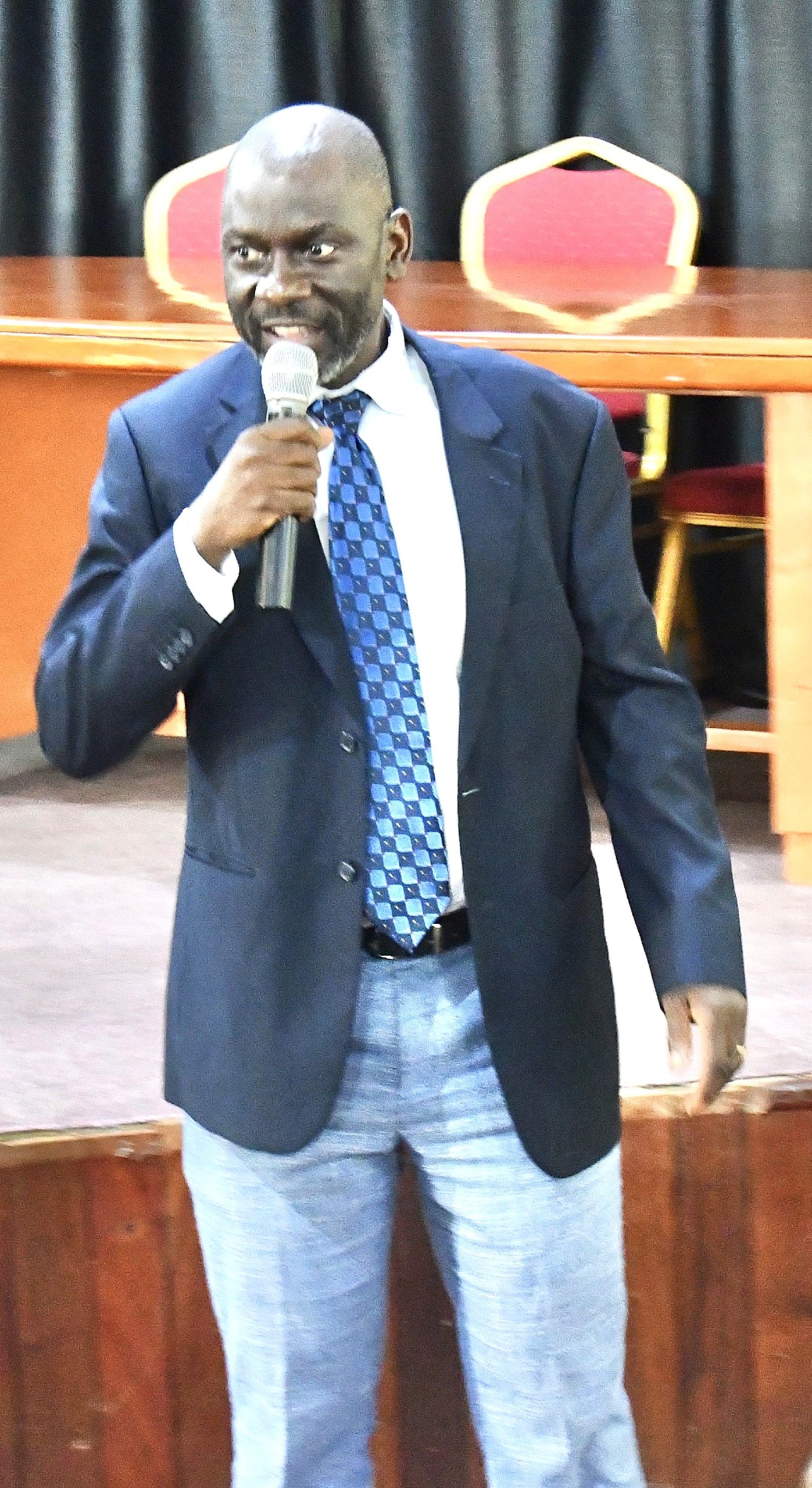 The Director of Graduate Training, Prof. Julius Kikooma addressing the team. Management strategic engagement with staff at the College of Agricultural and Environmental Sciences (CAES), 11 May 2026, Conference Hall, School of Food Technology, Nutrition and Bioengineering, Makerere University, Kampala Uganda.