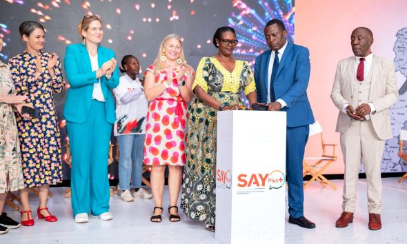 Hon. Margaret Muhanga assisted by Dr. Charles Olaro officially launches the SAY Plus+ Programme as L-R: Amb. Signe Winding Albjerg, Amb. Frederieke Quispel, Ms. Kristine Blokhus and Prof. Henry Alinaitwe witness. The Government of Uganda, through the Ministry of Health officially launches the SAY Plus+ Programme, a Sexual and Reproductive Health and Rights (SRHR) initiative designed to strengthen adolescent and youth rights, empowerment, protection and access to quality services in Uganda's underserved regions, Backed by a USD 50 million pooled fund from the Governments of Iceland, Denmark, the Netherlands, and Sweden, scheduled to operate between 2024 and 2030. 7th May 2026, Freedom Square, Makerere University, Kampala Uganda, East Africa.