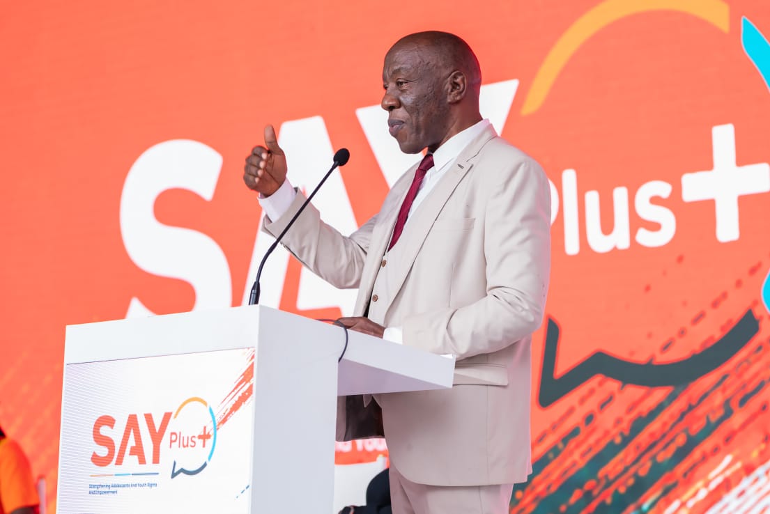 Prof. Henry Alinaitwe addresses participants at the launch. The Government of Uganda, through the Ministry of Health officially launches the SAY Plus+ Programme, a Sexual and Reproductive Health and Rights (SRHR) initiative designed to strengthen adolescent and youth rights, empowerment, protection and access to quality services in Uganda's underserved regions, Backed by a USD 50 million pooled fund from the Governments of Iceland, Denmark, the Netherlands, and Sweden, scheduled to operate between 2024 and 2030. 7th May 2026, Freedom Square, Makerere University, Kampala Uganda, East Africa.