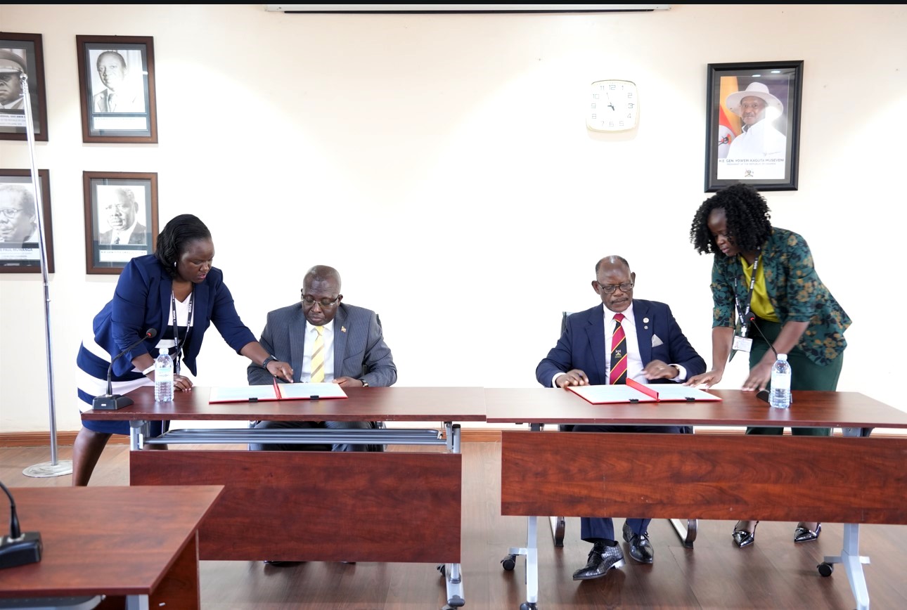 Hon. John Mulimba and Prof. Barnabas Nawangwe signing the addendum. The Regional Universities Forum for Capacity Building in Agriculture (RUFORUM) signing of an addendum to the 2004 existing agreement with the Government of Uganda confirming the status of RUFORUM as an international organization with diplomatic status in Uganda by Minister of State for Foreign Affairs in charge of Regional Affairs, Honorable. John Mulimba, on behalf of the Government of Uganda, and Professor Barnabas Nawangwe, Vice Chancellor of Makerere University, representing the RUFORUM Board 30th April 2026, Kampala Uganda, East Africa.