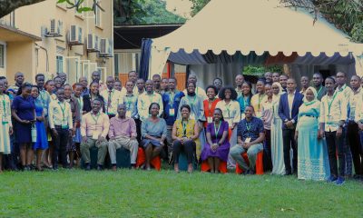 Officials pose for a group photo with participants in the specialized short course on Artificial Intelligence (AI) and Machine Learning (ML) focused on their application in tuberculosis (TB) research, held from June 23–27, 2025, ResilientAfrica Network (RAN), Kololo MakSPH Annex. Makerere University School of Public Health, Kampala Uganda, East Africa.