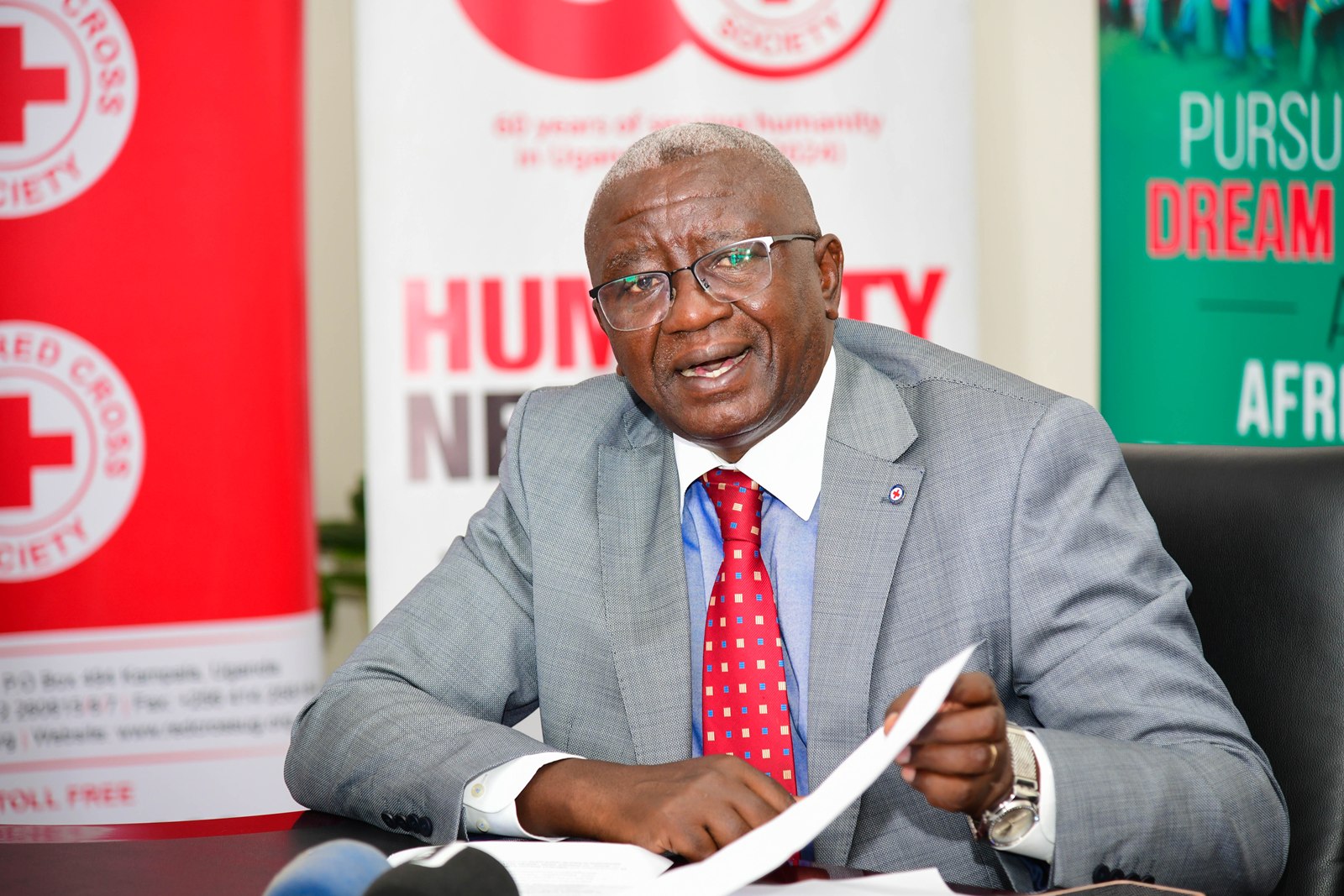 On behalf of URCS, Mr. Kwesiga expressed gratitude to Makerere University for its continued support to the organization. Makerere University and Uganda Red Cross Society (URCS) sign Memorandum of Understanding (MoU) aimed at strengthening collaboration in research, training, innovation, and humanitarian service delivery, 19th May 2026, Main Building, Kampala, East Africa.
