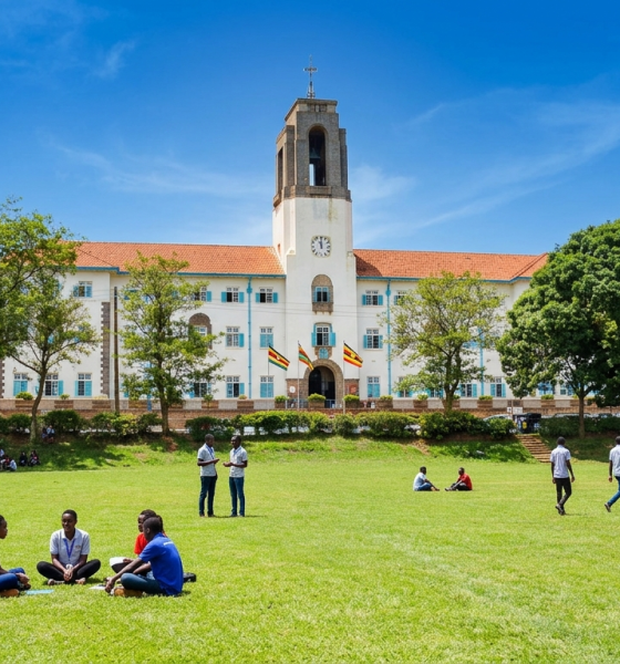 Students in discussion groups at Freedom Square.
