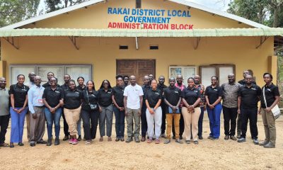 Prof. Isa Kabenge (Centre in white) with Masters Scholars under ACC and Officials at the Rakai District Local Government Administration Block during the reconnaissance visit held 5th-6th June 2026. Makerere University Master's Scholars under the Africa Climate Collaborative (ACC), an initiative supported by the Mastercard Foundation, reconnaissance visit to Lwengo and Rakai districts in preparation of their academic research engagements, 5th-6th June 2026, Uganda, East Africa.