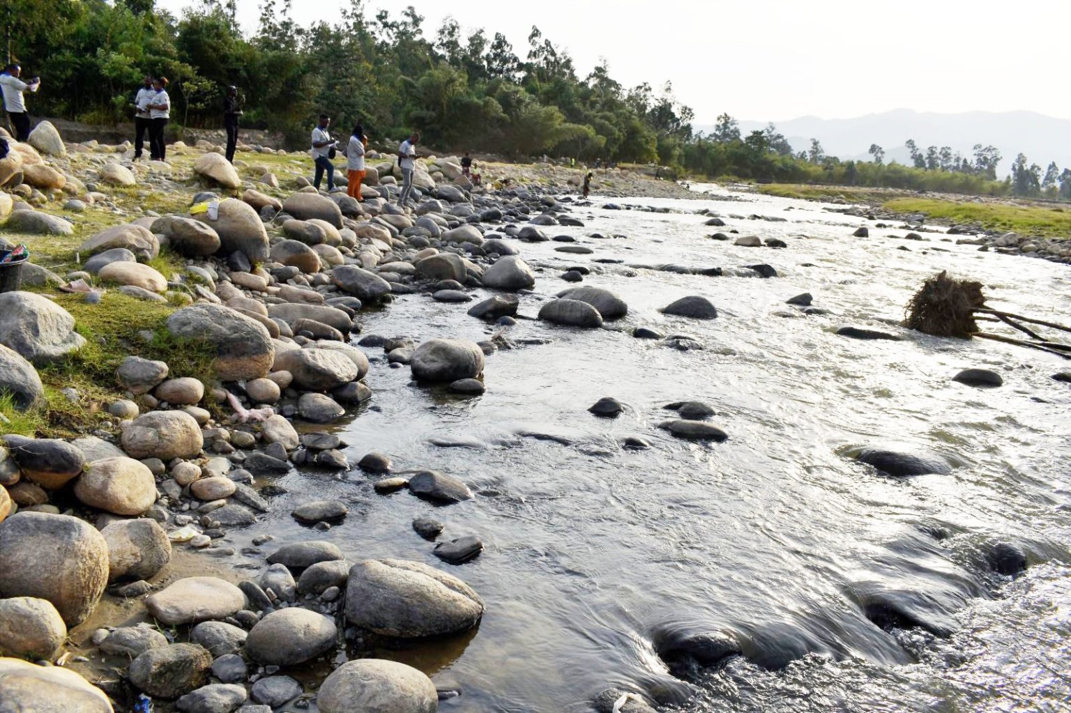 A section of river Nyamwamba, Kasese district. The Communities of Hosts and Refugees Transitioning to Climate Resilience (CHART-CR) through workshops project focused on the interlinked dimensions of climate variability, food security, livelihoods, and water availability across diverse ecological contexts, including lowland refugee-hosting areas and mountainous, flood-prone regions through collaborative partnership between Makerere University Kampala Uganda, East Africa, University of Cambridge, and Cambridge-Africa Programme, with financial support from the Mastercard Foundation and Cambridge-Africa.