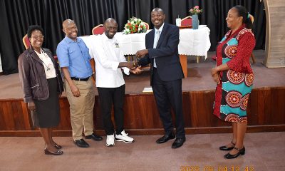 Prof. Isa Kabenge handing over the office keys to Prof. Joshua Wanyama. Prof. Isa Kabenge has officially hands over leadership of the Department of Agricultural and Biosystems Engineering (DABE) on 4th June 2026, School of Food Technology, Nutrition and Bioengineering Conference Hall, College of Agricultural and Environmental Sciences (CAES), Makerere University, Kampala Uganda, East Africa.