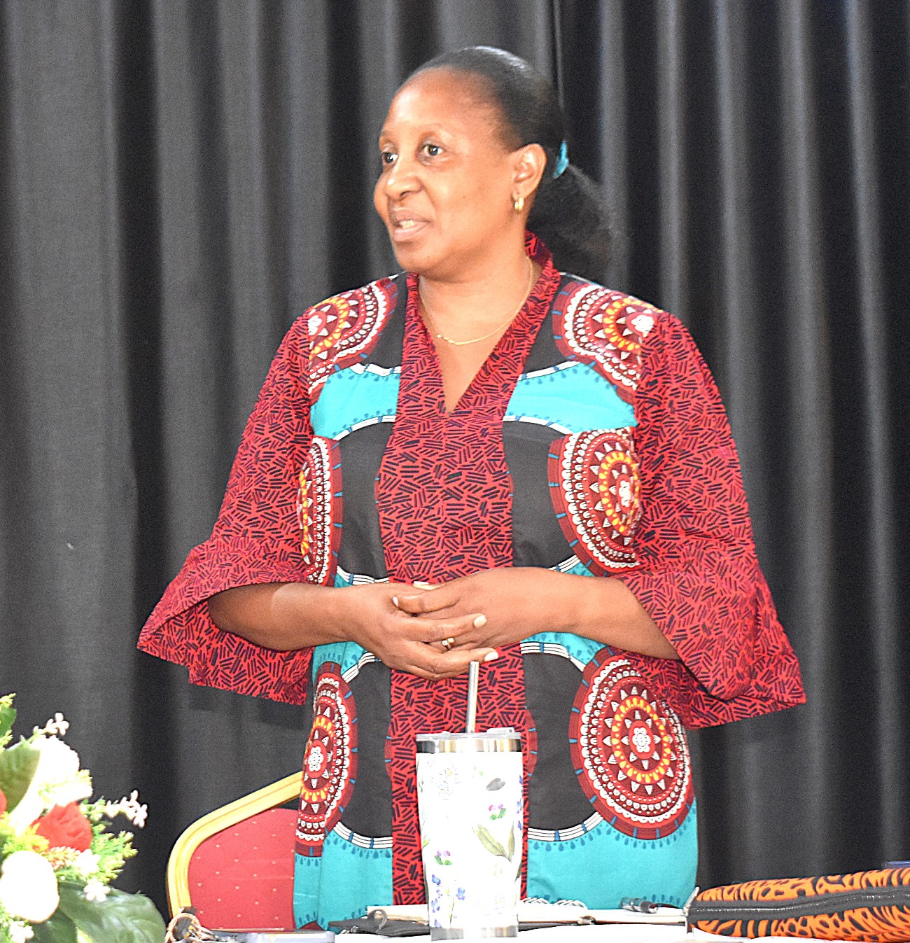 The Dean of the School of Food Technology, Nutrition and Bioengineering, Dr. Julia Kigozi delivering her remarks. Prof. Isa Kabenge has officially hands over leadership of the Department of Agricultural and Biosystems Engineering (DABE) on 4th June 2026, School of Food Technology, Nutrition and Bioengineering Conference Hall, College of Agricultural and Environmental Sciences (CAES), Makerere University, Kampala Uganda, East Africa.