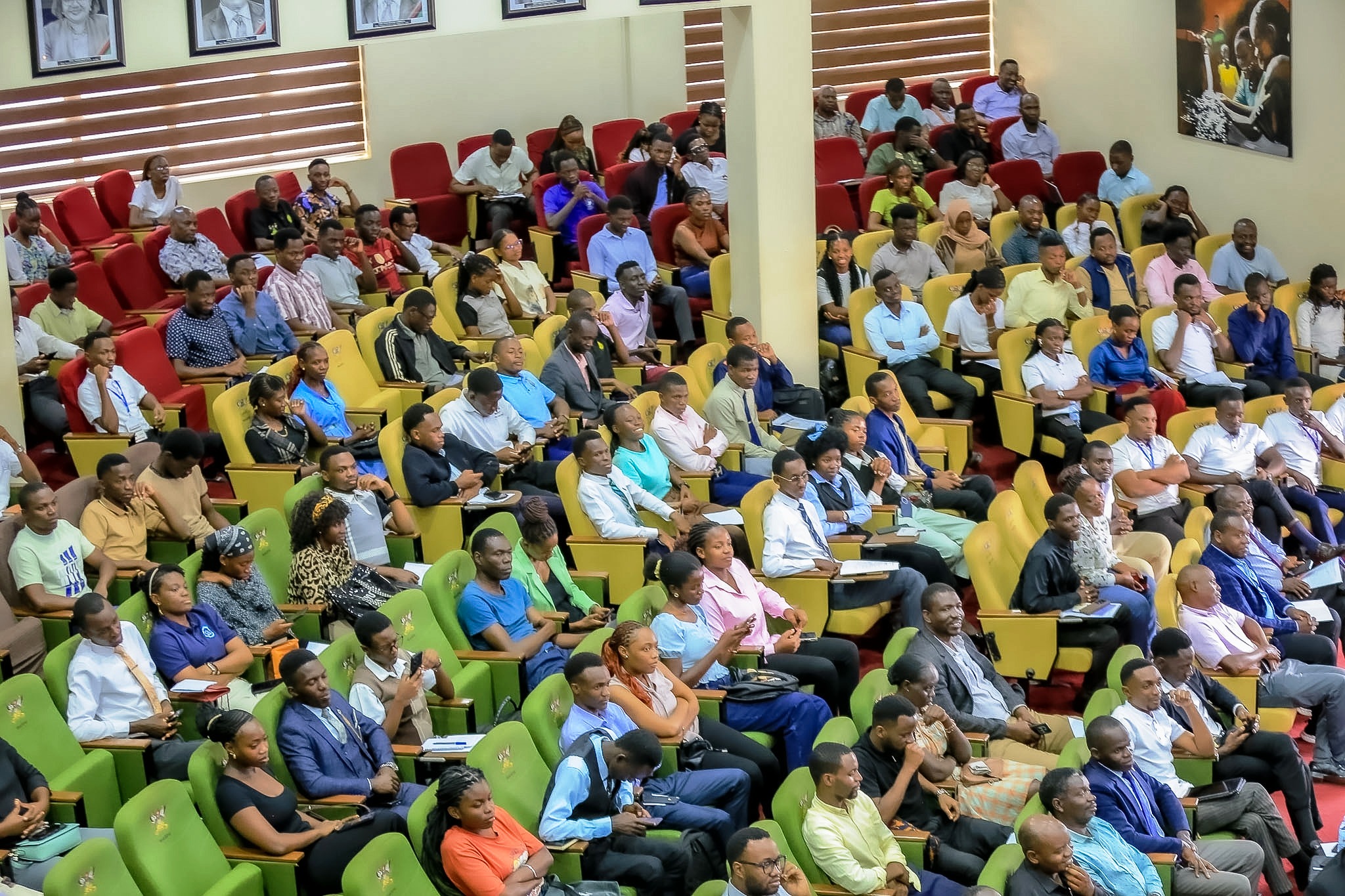 Part of the audience as seen from the gallery. Second Cadaver Commemoration Ceremony organized by the Makerere Students' Anatomy Society under the Department of Anatomy, College of Health Sciences (CHS) on June 11, 2026 at Makerere University School of Public Health Auditorium, Main Campus, Eastern Gate, Kampala Uganda, East Africa.
