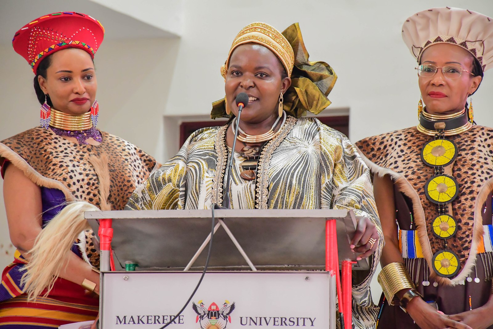 Her Highness Dr Queen Grace Eganda. Inter-University Symposium on Pan-Africanism and Reparatory Justice held ahead 21st May 2025 of the Africa Day Celebrations with over 23 participating Universities, Main Hall, Makerere University, Kampala Uganda, East Africa.