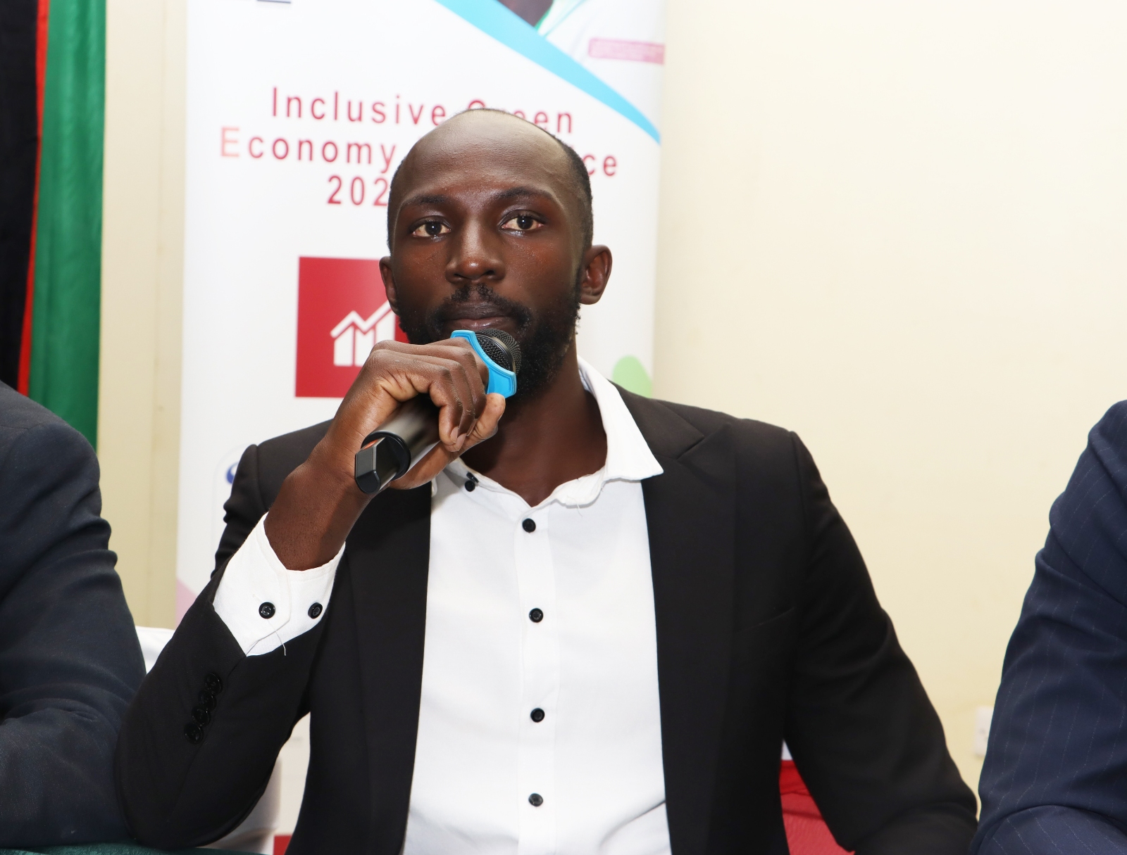 Victor Olejje from Sunculture Uganda presenting during the panel discussion. Makerere University Environment for Development Initiative (EfD- Mak Centre) graduation of five senior government officials under the 2025 Inclusive Green Economy (IGE) Fellowship Programme, equipping them with advanced knowledge and skills to champion climate-smart agriculture (CSA) and sustainable development in Uganda, June 25, 2026, Makerere University Agricultural Research Institute, Kabanyolo (MUARIK), Wakiso, East Africa.