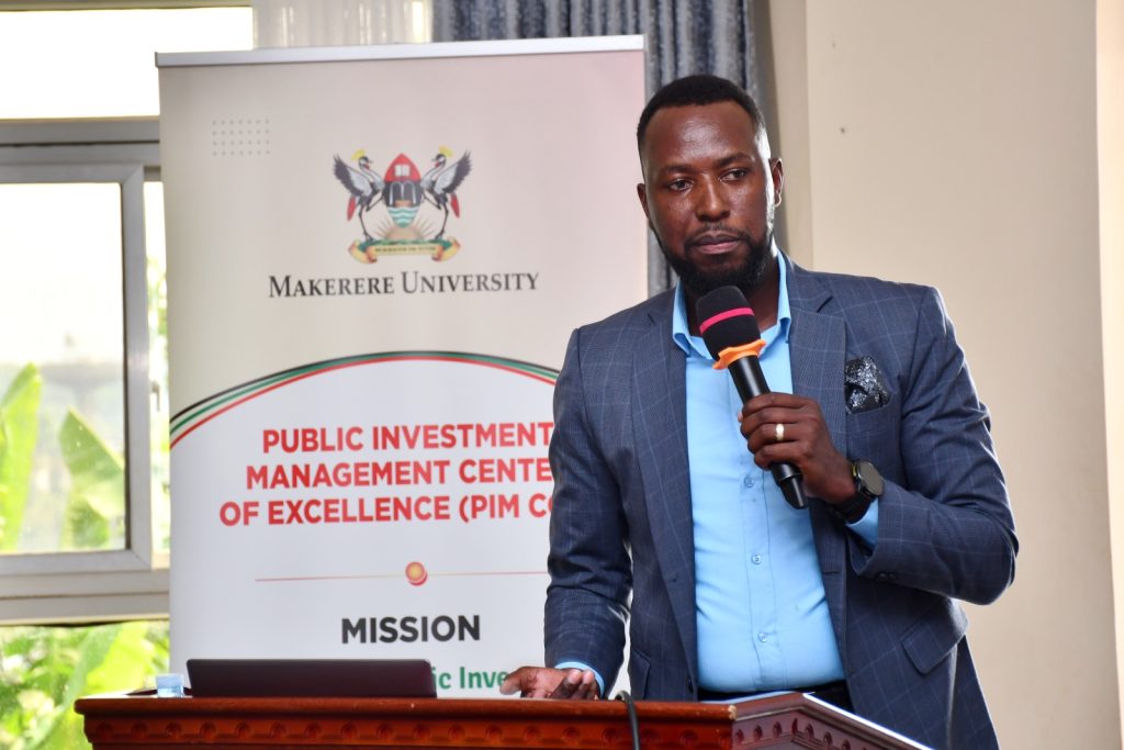 Mr Hannigton Musimenta, one of the facilitators of the training. Public Investment Management Centre of Excellence (PIM CoE), Makerere University, Kampala in partnership with the Ministry of Finance, Planning and Economic Development (MoFPED) commencement of two-week training of the fourth cohort of the Capacity Enhancement and Hands-on Training on the Guidelines for Financial Clearance and the Certificate of Financial Implications (CFI) – Integrated Regulatory Cost-Benefit Analysis. 22nd June 2026, Pearl on the Nile Hotel, Jinja, Uganda, East Africa.