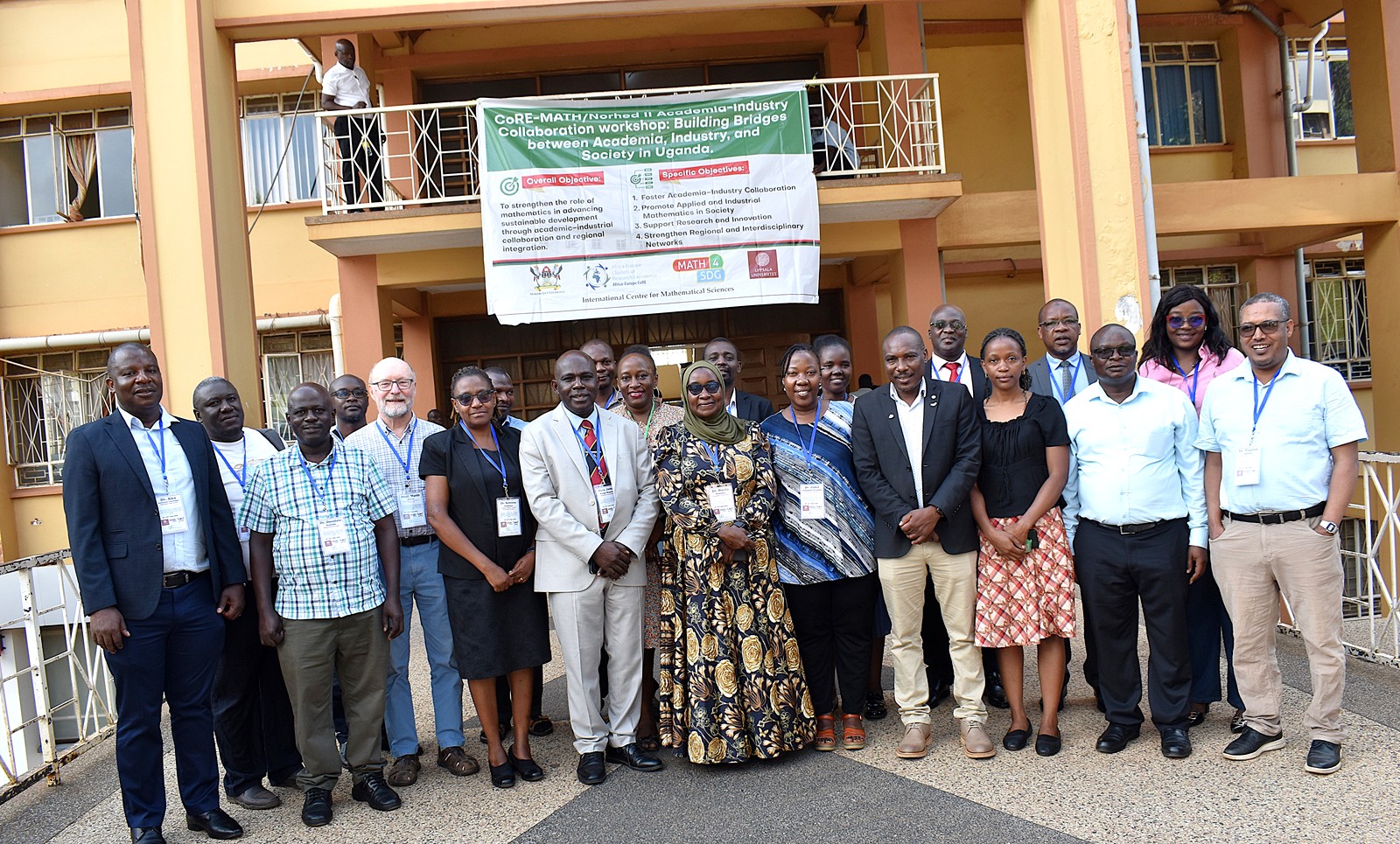 Participants on the first day of the workshop at Senate Building, Makerere University. Department of Mathematics three-day workshop aimed at enhancing the contribution of mathematics to sustainable development as part of the Africa-Europe Cluster of Research Excellence in Mathematics (CoRE-MATH) initiative, implemented in collaboration with the NORHED II project, Mathematics for Sustainable Development (Math4SDG), 8th-10th June 2026, Makerere University, Kampala Uganda, East Africa.