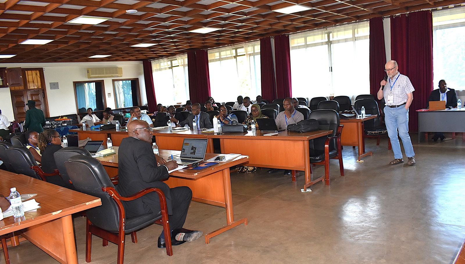 Prof. Matti Heilio addressing participants. Department of Mathematics three-day workshop aimed at enhancing the contribution of mathematics to sustainable development as part of the Africa-Europe Cluster of Research Excellence in Mathematics (CoRE-MATH) initiative, implemented in collaboration with the NORHED II project, Mathematics for Sustainable Development (Math4SDG), 8th-10th June 2026, Makerere University, Kampala Uganda, East Africa.