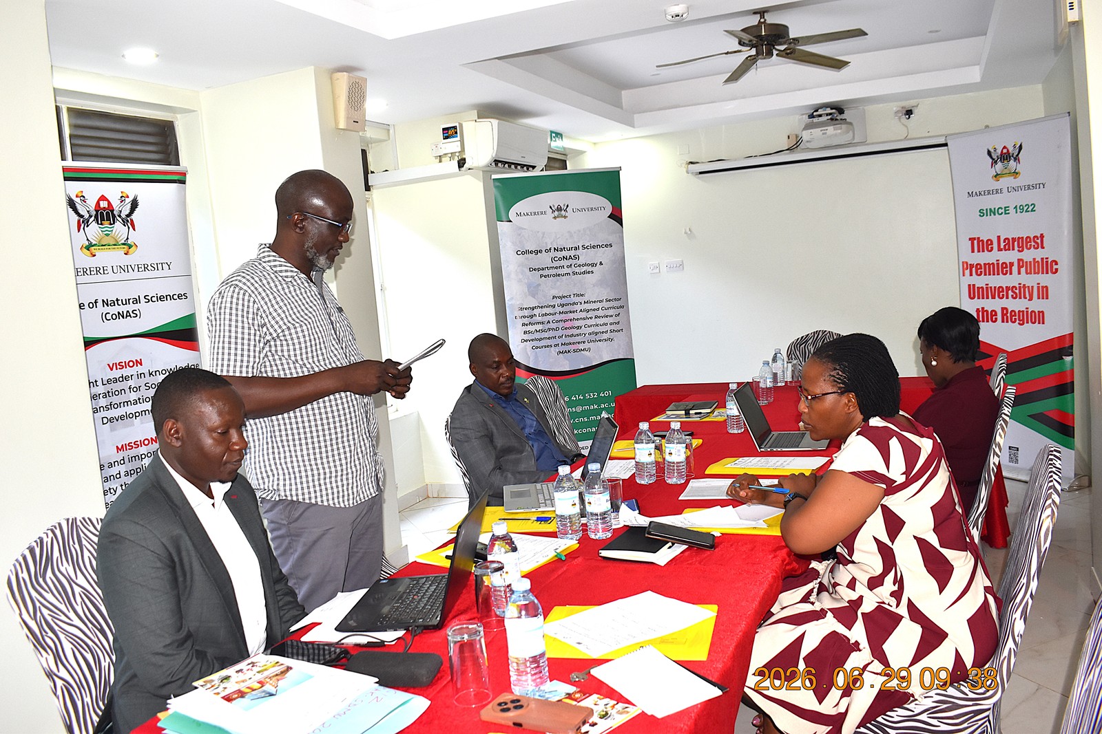 Dr Batte addressing the project team during the inception workshop. Department of Geology and Petroleum Studies, inception workshop of comprehensive project to reform geology education and strengthen Uganda’s human resource capacity for the mineral sector through “Strengthening Uganda’s Mineral Sector through Labour-Market Aligned Curricula Reforms: A Comprehensive Review of BSc/MSc/PhD Geology Curricula and Development of Industry-Aligned Short Courses at Makerere University (Mak-SDMU) Project, 29th June-1st July 2026, Nyumbani Hotel, Kampala Uganda, East Africa, funded by the Government of the Federal Republic of Germany and the European Union through GIZ, in partnership with Ministry of Energy and Mineral Development (MEMD).