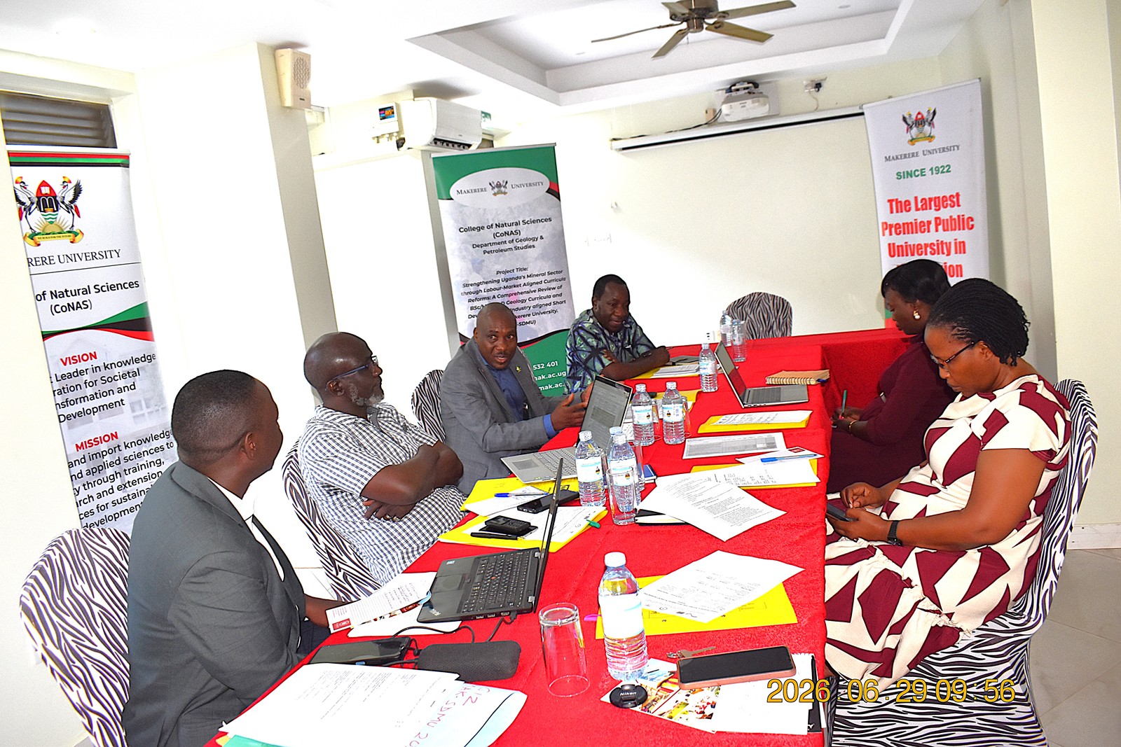 Prof. Ireeta addressing the project team. Department of Geology and Petroleum Studies, inception workshop of comprehensive project to reform geology education and strengthen Uganda’s human resource capacity for the mineral sector through “Strengthening Uganda’s Mineral Sector through Labour-Market Aligned Curricula Reforms: A Comprehensive Review of BSc/MSc/PhD Geology Curricula and Development of Industry-Aligned Short Courses at Makerere University (Mak-SDMU) Project, 29th June-1st July 2026, Nyumbani Hotel, Kampala Uganda, East Africa, funded by the Government of the Federal Republic of Germany and the European Union through GIZ, in partnership with Ministry of Energy and Mineral Development (MEMD).
