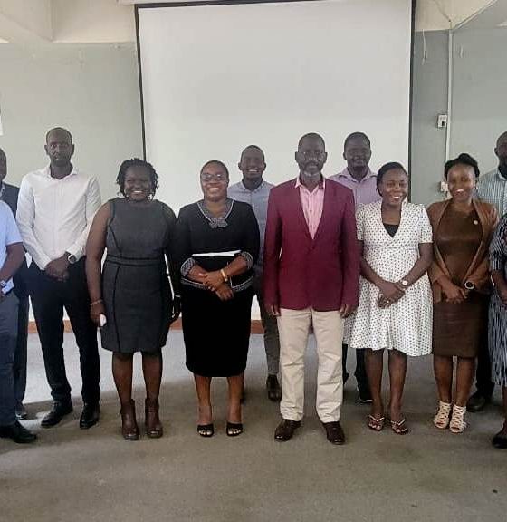 Prof. Julius Kikooma and DGT Staff with PhD Thesis Completion Grants beneficiaries on 8th June 2026. Directorate of Graduate Training launches thesis completion grant aimed at supporting PhD students to complete their research, improve completion rates, and align academic work with Uganda’s national development priorities, 8th June, 2026, Telepresence Hall, Senate Building, Makerere University, Kampala, East Africa.