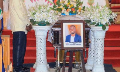 Sylas Ruhweza's casket lies in the chapel. Requiem Mass in respect of Mr. Sylas Ruhweza, the first President of the Mastercard Foundation Scholars Alumni Community at Makerere University, 30th May 2026, St. Augustine Chapel, Kampala Uganda, East Africa.