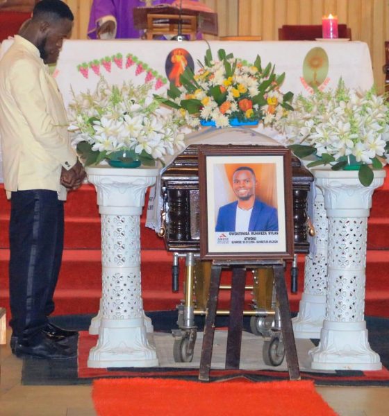 Sylas Ruhweza's casket lies in the chapel. Requiem Mass in respect of Mr. Sylas Ruhweza, the first President of the Mastercard Foundation Scholars Alumni Community at Makerere University, 30th May 2026, St. Augustine Chapel, Kampala Uganda, East Africa.