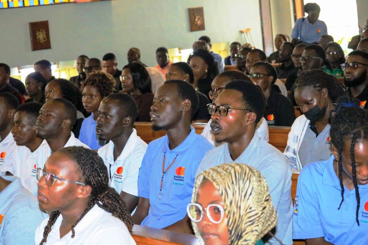 Scholars mourning Sylas. Requiem Mass in respect of Mr. Sylas Ruhweza, the first President of the Mastercard Foundation Scholars Alumni Community at Makerere University, 30th May 2026, St. Augustine Chapel, Kampala Uganda, East Africa.