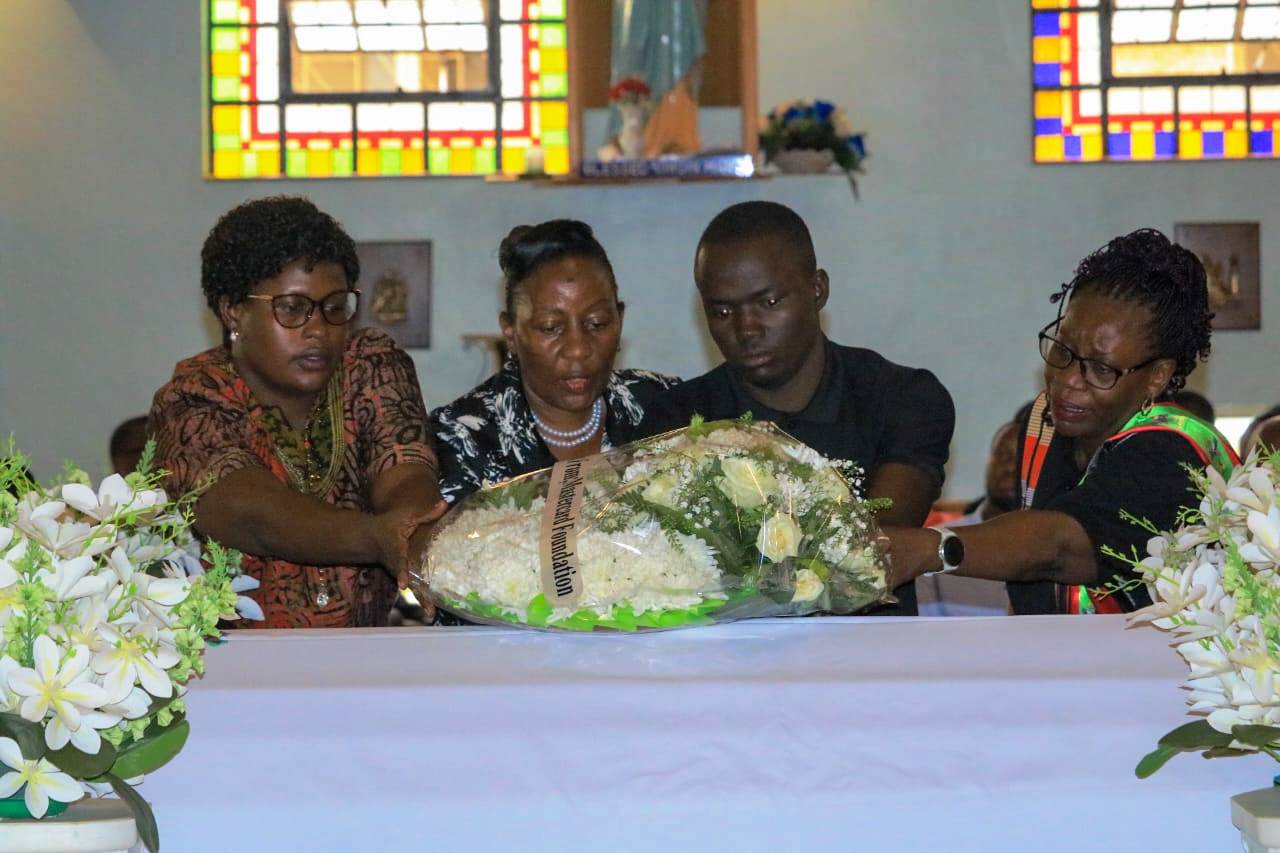 R-L: Prof. Prof. Justine Namaalwa, a mourner, Prof. Gorettie Nabanoga and Ms. Jolly Okumu. Requiem Mass in respect of Mr. Sylas Ruhweza, the first President of the Mastercard Foundation Scholars Alumni Community at Makerere University, 30th May 2026, St. Augustine Chapel, Kampala Uganda, East Africa.