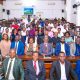 Prof. Barnabas Nawangwe and Members of University Management pose for a group photo with CHS Leadership and Staff during the engagement on 17th June 2026. The Vice Chancellor, Prof. Barnabas Nawangwe and Management's engagement with the College of Health Sciences (CHS) Leadership and Staff, 17th June 2026, Davies Lecture Theatre, Mulago Hopsital Complex, Makerere University, Kampala Uganda, East Africa.