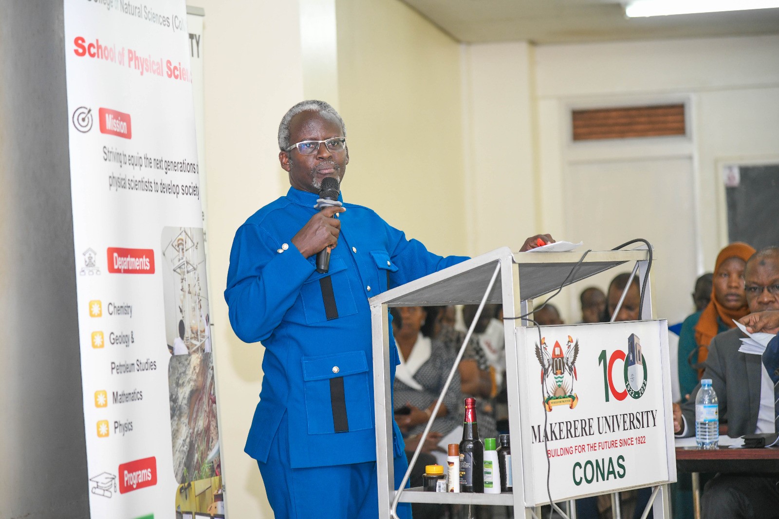 Dr William Tayebwa briefing staff about the Makerere University Press (MakPress). The Vice Chancellor, Prof. Barnabas Nawangwe and Management's engagement with the College of Natural Sciences (CoNAS) Leadership and Staff, 19th June 2026, Makerere University, Kampala Uganda, East Africa.