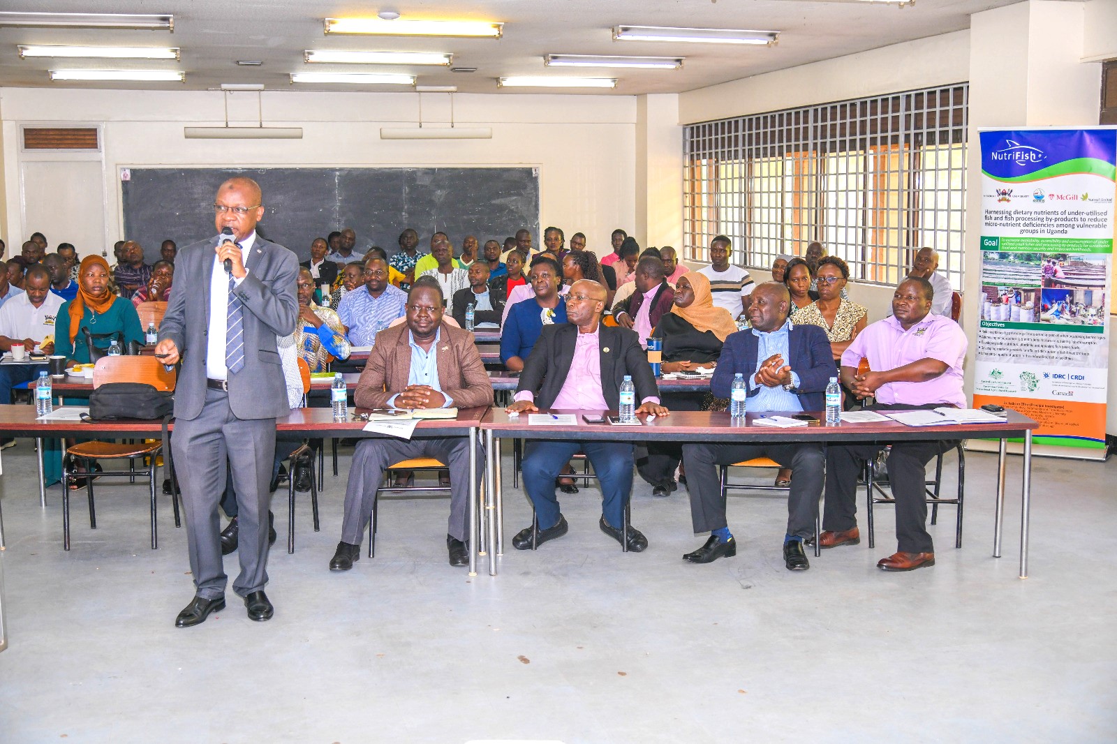 The Deputy Principal of CoNAS, Prof. Juma Kasozi presenting the statistics of graduate students at the College. The Vice Chancellor, Prof. Barnabas Nawangwe and Management's engagement with the College of Natural Sciences (CoNAS) Leadership and Staff, 19th June 2026, Makerere University, Kampala Uganda, East Africa.