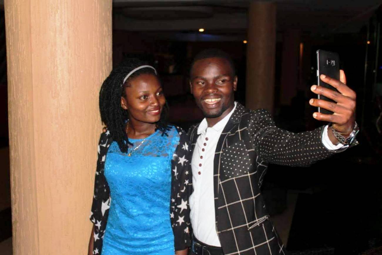 Selfie time: Marion Apio and Sylas Ruhweza.