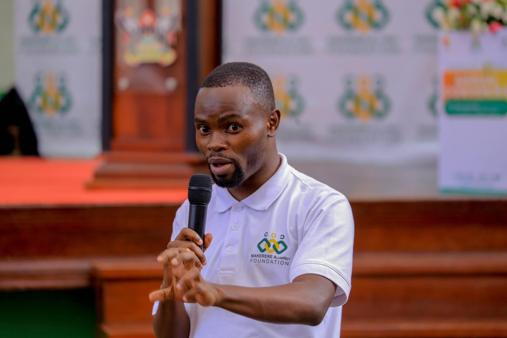 Sylas Ruhweza addressing his fellow alumni on 5th April 2025.