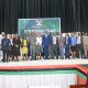 Makerere University launches the strategic plan 2025-2030 central(c)Hon. Henry Musasizi, left(L) Mrs. Lorna Magara, second right Guild President Makerere University, third right Prof. Barnabus Nawangwe.