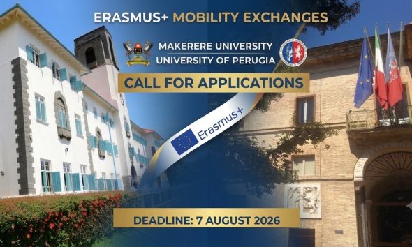 Call for Erasmus+ Mobility Exchanges between Makerere University and University of Perugia. Deadline: 7th August 2026. Photo Montage: Gemini