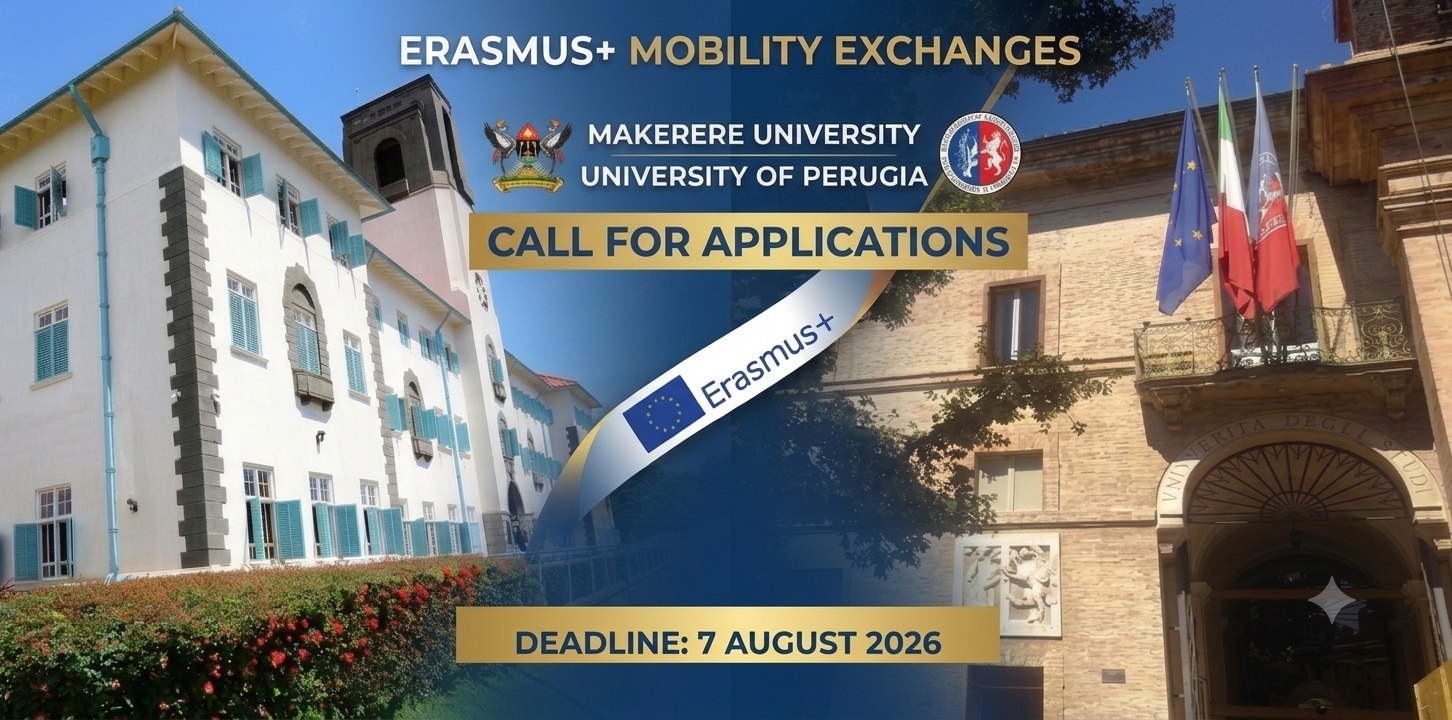 Call for Erasmus+ Mobility Exchanges between Makerere University and University of Perugia. Deadline: 7th August 2026. Photo Montage: Gemini