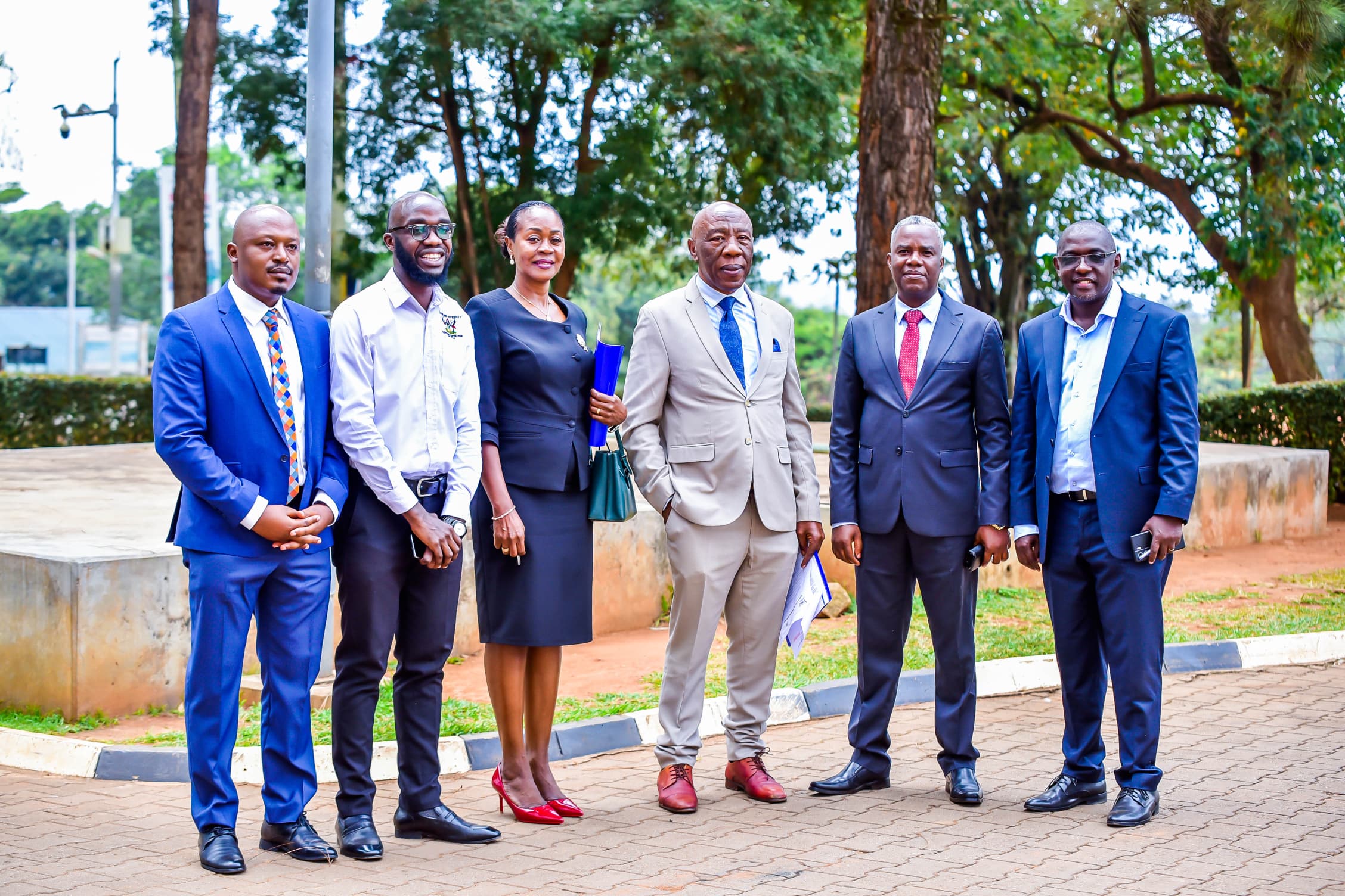 From the left (L) Dr. Rodney Rugyema, Arthor Akatwijuka, Dr. Winfred Namuwonge Kabumbuli, Prof. Herny Alinaitwe, the keynote speaker Prof. Idris A. Ria and Mr. Julius Mucuguzi at the official opening of EAUDC2026