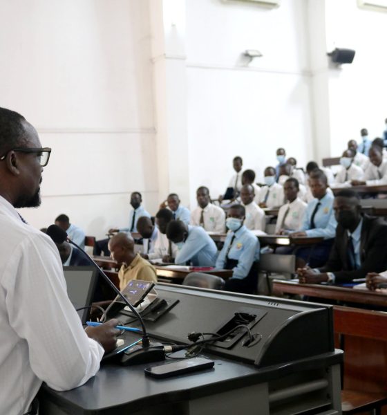 Prof. Bruce Kirenga addresses the senior six students and their teachers on 10th July 2026. Makerere University College of Health Sciences (MakCHS) Career Fair for Ngora High School and Wiggins Secondary School guiding senior six science students on careers in health sciences and introducing them to the wide range of academic programmes offered by the College, 10th July 2026, Mulago Hospital Complex, Kampala Uganda, East Africa.