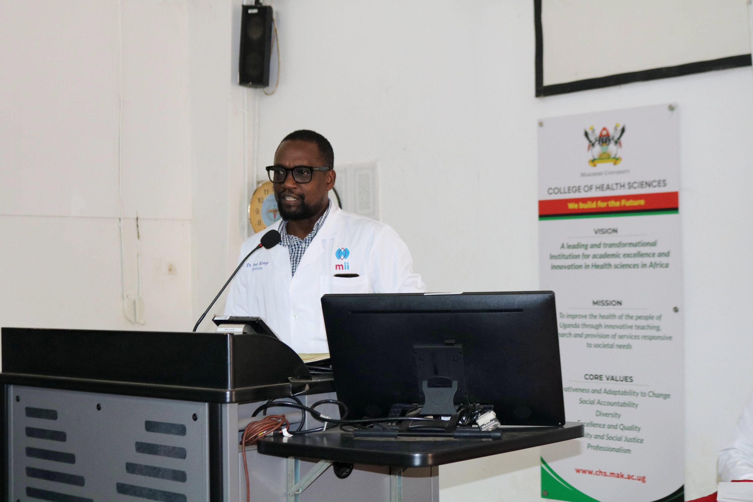 Prof. Bruce Kirenga. Makerere University College of Health Sciences (MakCHS) Career Fair for Ngora High School and Wiggins Secondary School guiding senior six science students on careers in health sciences and introducing them to the wide range of academic programmes offered by the College, 10th July 2026, Mulago Hospital Complex, Kampala Uganda, East Africa.