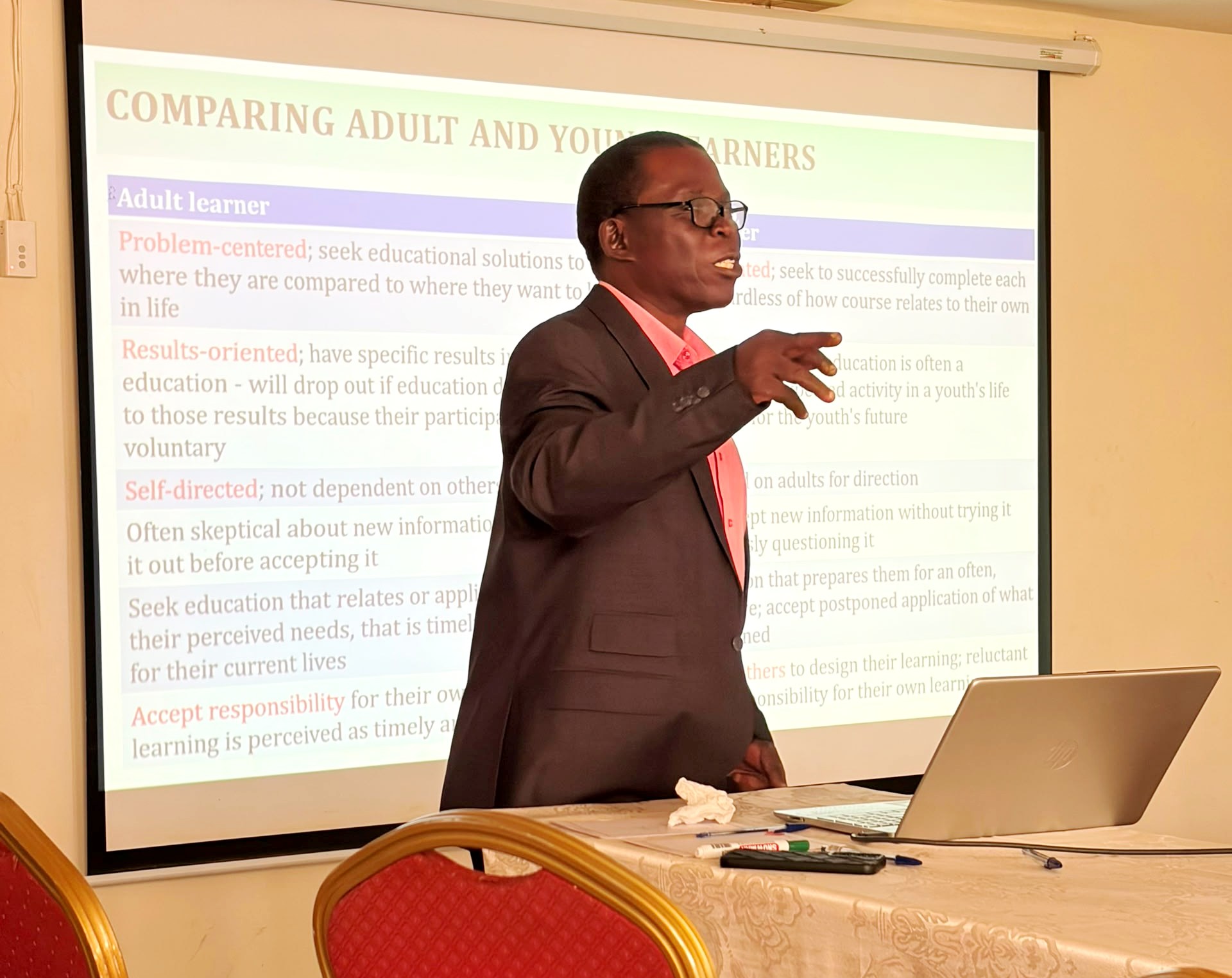 Dr. Peter Ssenkusu facilitating at the Pedagoggy and Assessment workshop on 18 June 2026. Makerere University College of Health Sciences (MakCHS) Quality Assurance (QA) Training in Assessments, Pedagogy and Competence Based Curriculum Held 18–19 June 2026 at Esella Hotel, Waksio, Uganda, East Africa.