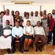Seated L-R: Dr Kalidi Rajab, Dr. Besigye Innocent, Dr. Dorothy Kyagaba & Dr. Ssenkusu Peter with the participants on 19th June 2026. Makerere University College of Health Sciences (MakCHS) Quality Assurance (QA) Training in Assessments, Pedagogy and Competence Based Curriculum Held 18–19 June 2026 at Esella Hotel, Waksio, Uganda, East Africa.