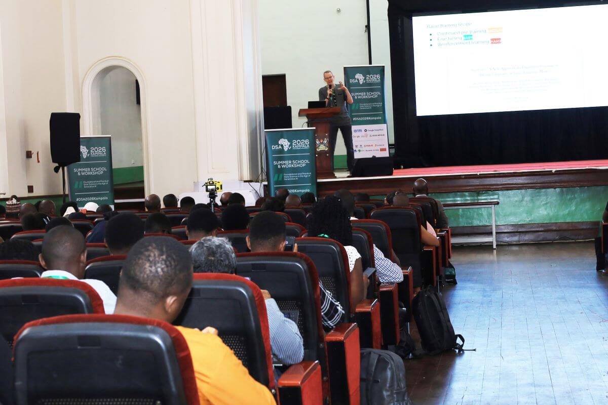 The keynote speaker, John Quinn during the conference. 14th Data Science Africa (DSA), Theme: "Foundational and Practical Data Science in the Age of Generative AI”, 20th - 24th July, 2026, Makerere University, Kampala Uganda, East Africa and Online.