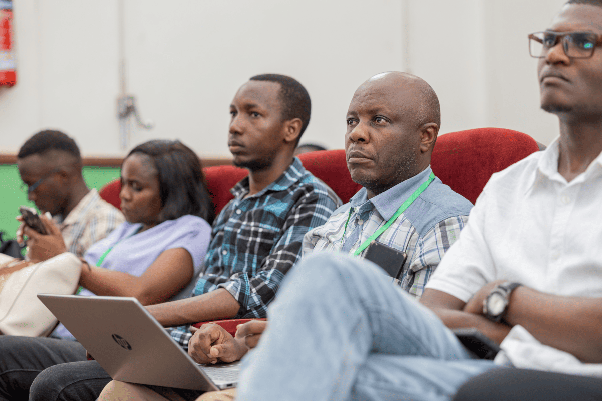A group of participants listening to presentations at the conference. 14th Data Science Africa (DSA), Theme: "Foundational and Practical Data Science in the Age of Generative AI”, 20th - 24th July, 2026, Makerere University, Kampala Uganda, East Africa and Online.
