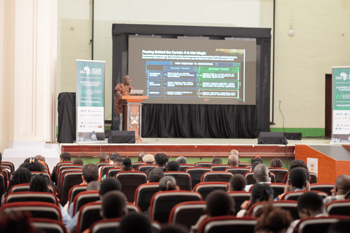 One of the presenters takes participants through a practical session. 14th Data Science Africa (DSA), Theme: "Foundational and Practical Data Science in the Age of Generative AI”, 20th - 24th July, 2026, Makerere University, Kampala Uganda, East Africa and Online.