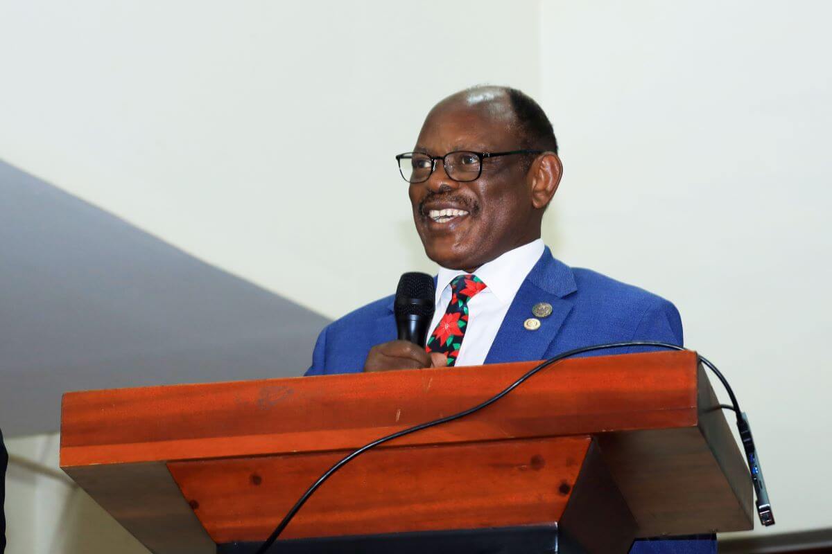 Prof. Barnabas Nawangwe addressing the congregation during the conference. 14th Data Science Africa (DSA), Theme: "Foundational and Practical Data Science in the Age of Generative AI”, 20th - 24th July, 2026, Makerere University, Kampala Uganda, East Africa and Online.
