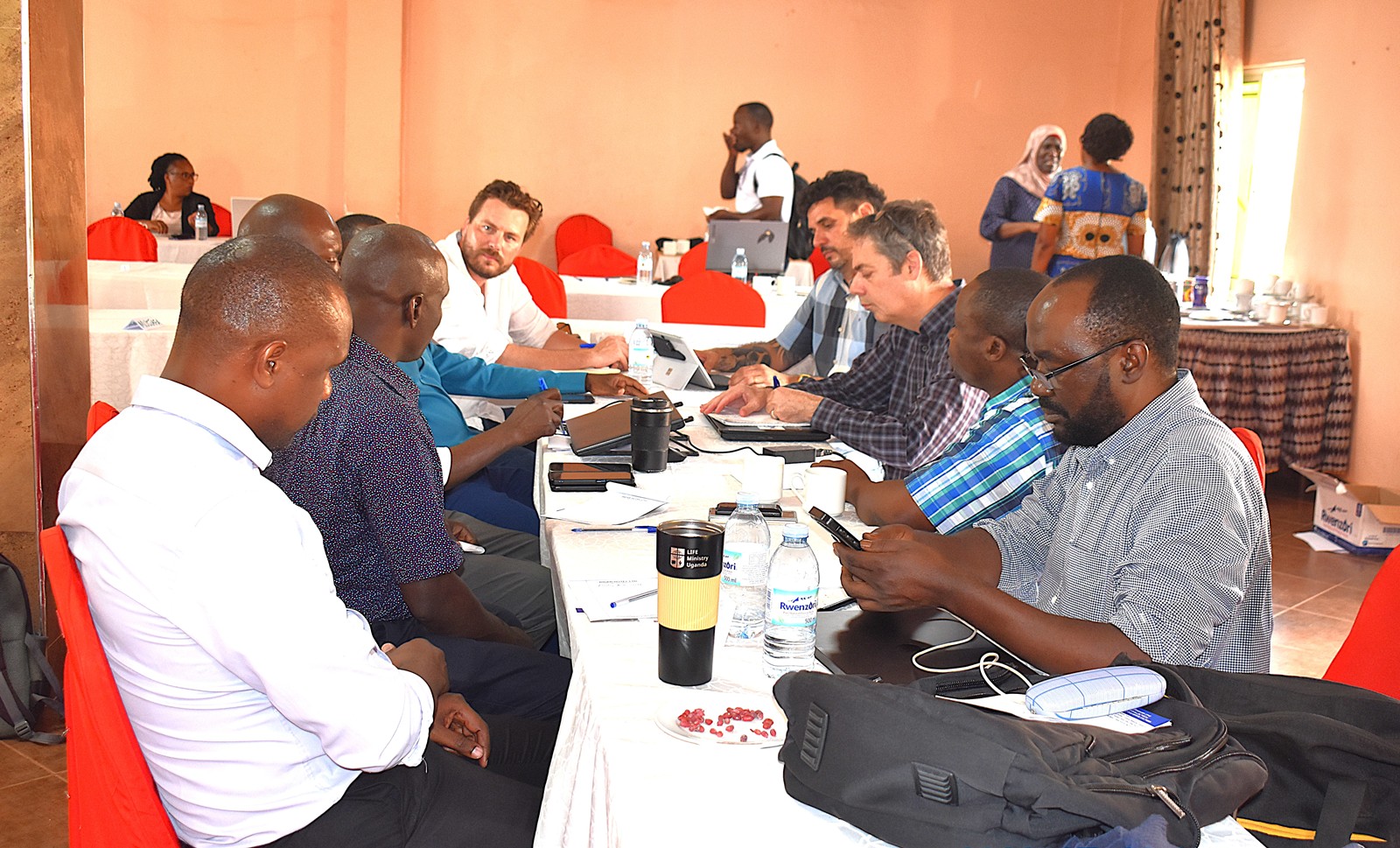 The COFAD Team engaging staff from ZEFS on the way forward. College of Natural Sciences (CoNAS), Makerere University, capacity-building training for academic and technical staff to deepen their understanding of CBET principles and equip them with the skills required to design, deliver, and assess competency-based curricula, conducted with support from the Strengthening Commercial Aquaculture (SCA) Programme, funded by the Embassy of the Kingdom of the Netherlands in Kampala (EKN) and implemented by the COFAD Consortium (COFAD–ThinkAqua–WUR), 21-23 July 2026, Ridar Hotel, Seeta, Mukono, Uganda, East Africa.