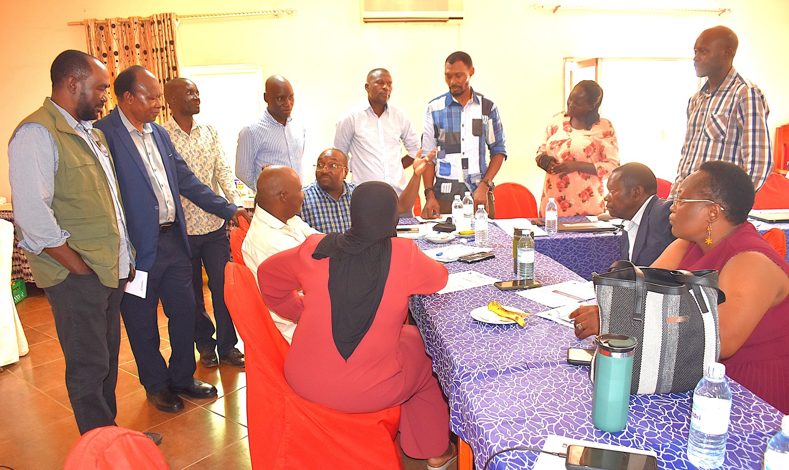One of the teams discussing the competencies required for programmes in the Biosciences. College of Natural Sciences (CoNAS), Makerere University, capacity-building training for academic and technical staff to deepen their understanding of CBET principles and equip them with the skills required to design, deliver, and assess competency-based curricula, conducted with support from the Strengthening Commercial Aquaculture (SCA) Programme, funded by the Embassy of the Kingdom of the Netherlands in Kampala (EKN) and implemented by the COFAD Consortium (COFAD–ThinkAqua–WUR), 21-23 July 2026, Ridar Hotel, Seeta, Mukono, Uganda, East Africa.